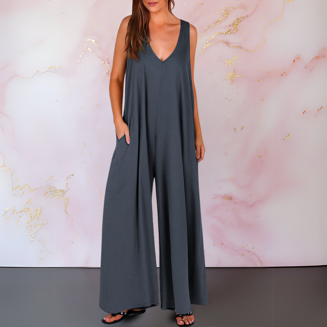 Daisy™ | Bekväm jumpsuit med V-ringning och vida ben