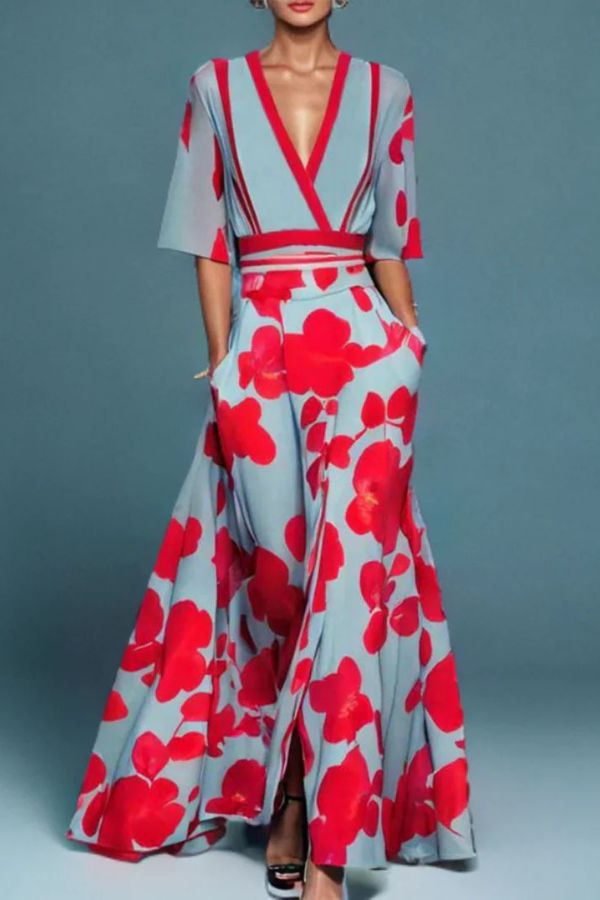 Violet™  | Tidlös Elegans Blommig Klänning