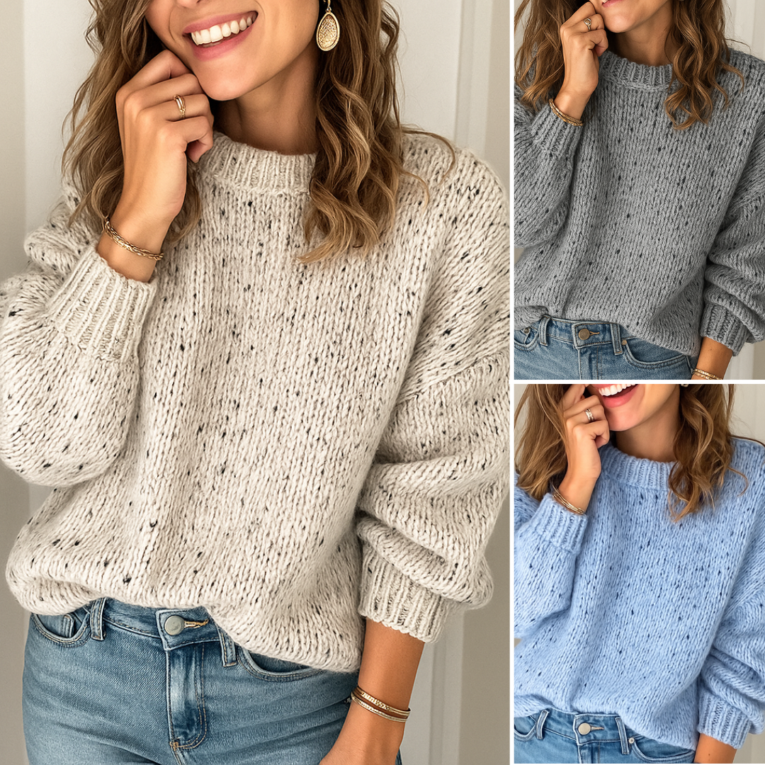 Evelyn ™ - Mysig Texturerad Stickad Tröja